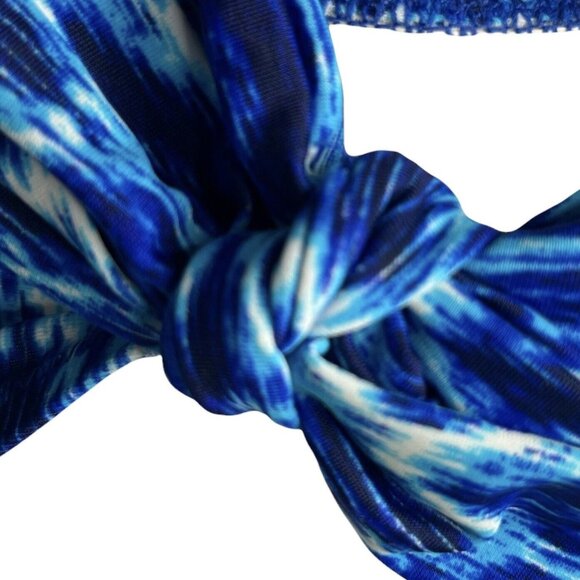 Jessica Simpson Womens Bikini Swim Top Blue Flouce Overlay Size Medium - Picture 4 of 10